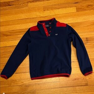Boys Vineyard Vines Navy and Red fleece Sweater size M (12-14)